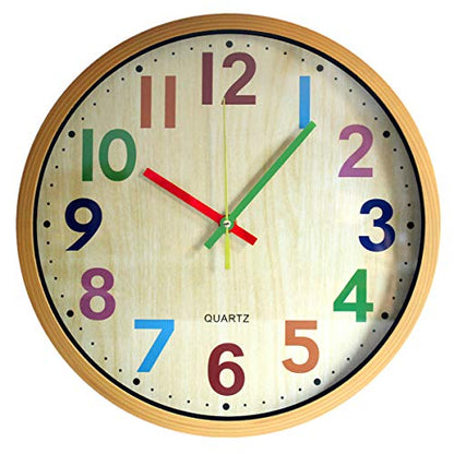 Wall Clock, 12 Inch Easy to Read Silent Non-Ticking Colorful Battery Operated Clock,for Bedroom,Living Room,Kitchen,Office,School Classroom (Yellow) - color: Yellow
