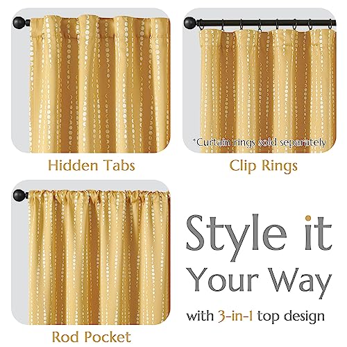 jinchan Boho Blackout Curtains 63 Inch Length Moon Phase Printed Drapes - color: Luna | Mustard Yellow, size: 52"W x 63"L (Pack of 2)