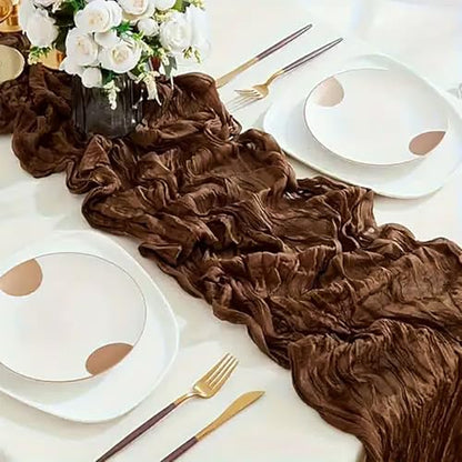 12Pack Brown Cheesecloth Table Runner 20x120 inch Gauze Table Runner - color: Brown, size: 12 Pack 20 x 120 inch