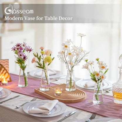 Glasseam Small Glass Vases for Flowers, 12 Pcs Clear Bulk Centerpiece Vases - size: Clear-12pcs