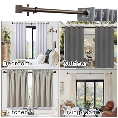 Single Curtain Rods for Windows 48 to 84 Inch(4-7ft),1 Inch Diameter Adjustable Heavy Duty Drapery Rods,with Modern Square Aluminum Alloy Finials,Antique Bronze - color: Antique Bronze, size: 48-84"