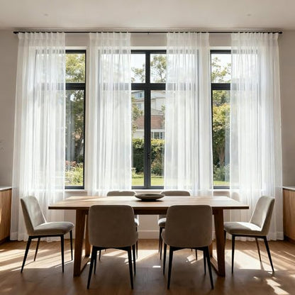 Off White Pinch Pleated Sheer Curtain 84 Inches Long Floor to Ceiling Linen - color: Off White, size: 50"W x 84"L (Pack of 1)