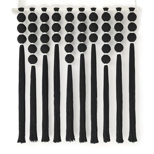 Macrame Wall Hanging Black Sphericity Fiber Yarn Art Boho Decor 39"W*39"L - color: Black