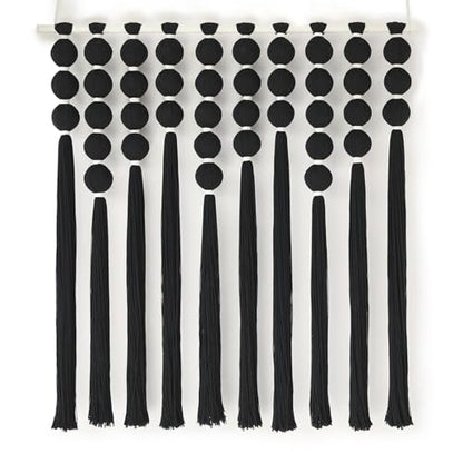 Macrame Wall Hanging Black Sphericity Fiber Yarn Art Boho Decor 39"W*39"L - color: Black
