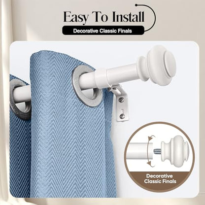 SIMEWIN Heavy Duty Window Curtain Rods, 66-120 Inches, White, Adjustable with Classic Finials - color: White, size: 28"-120"