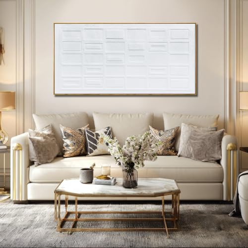 Abstract Wall Art Neutral 3d White Wall Decor For Living Room 24x48inch - color: White, size: 48"L x 24"W