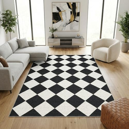GarveeHome 4x6 Modern Checkered Area Rug Black and White Washable Rug - color: Black/White, size: 4' x 6' (Rectangular)