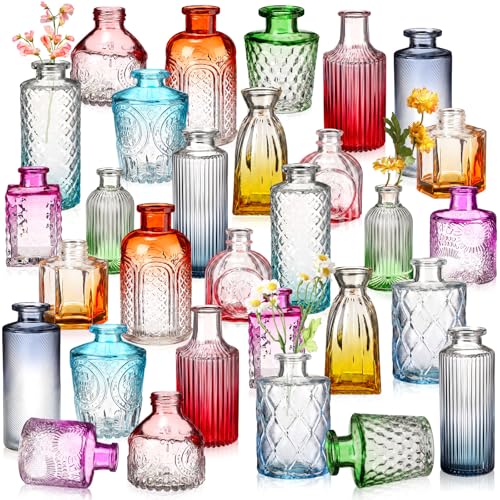 Yaomiao 30 Pcs Glass Bud Vases Centerpieces, Color Gradient Series - color: Color Gradient Series