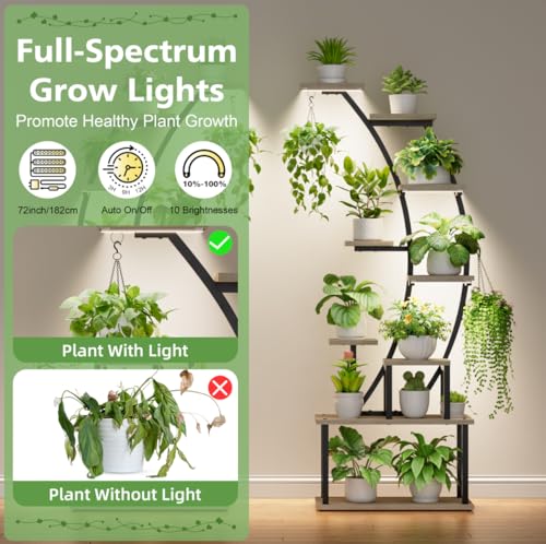 2 Pack Plant Stand Indoor with Grow Lights, 9 Tier Large Tall Plant Shelf