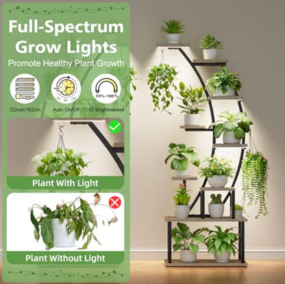 2 Pack Plant Stand Indoor with Grow Lights, 9 Tier Large Tall Plant Shelf