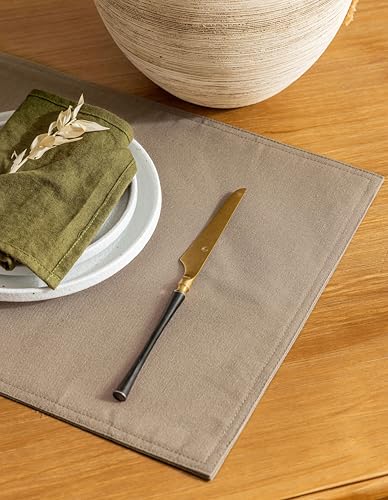 Farmhouse Linen Dining Table Mats Set of 4 Boho Farmhouse Plate Coasters Fabric Indoor Placemats Heat Resistant Washable 12x18 Inch - color: Khaki, size: Set of 4