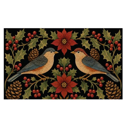 Christmas Bird Floral Faux Coco Coir Doormat Door Mat 17x30 Inch - color: Snow Bird