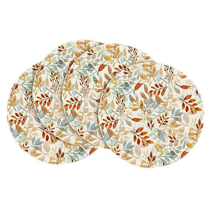 Artoid Mode Leaves Round Fall Placemats Set of 4, 14 Inch Seasonal Autumn Thanksgiving Round Table Mats for Dining Decoration - size: 14", Round 4 Pcs