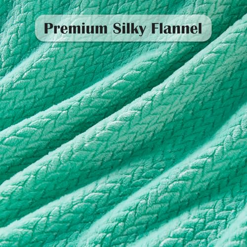 NEWCOSPLAY Fleece Leaves Pattern Twin Blanket, Aqua, 60"x80" - color: Aqua, size: Twin(60"x80")