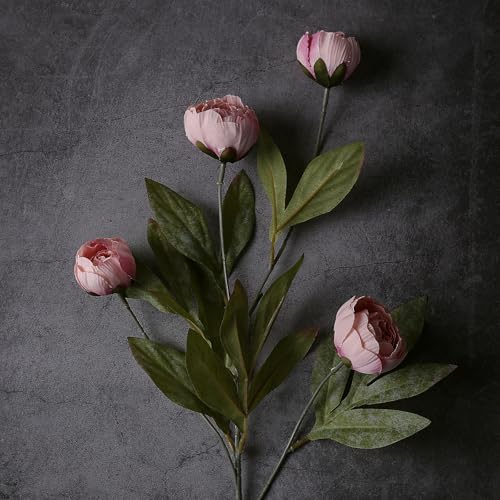 6 Pcs 27" Faux Silk Peony Artificial Flowers Stems for Vase (Blush Pink) - color: Blush Pink