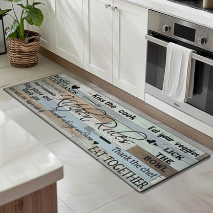 Kitchen Rules Rugs Set of 2,Washable Kitchen Mats 17x30+17x47 - color: Kitchen Rules, size: 17" x 30" + 17" x 47" (Set of 2)
