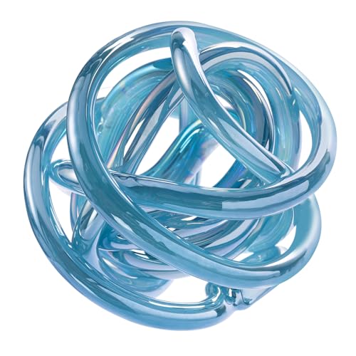 Glass Knot Teal Decor Ball - 5 Inch Hand Blown Infinity Sculpture Orbit Home Decor Table Decoration Interio Art - color: Teal, size: 5-Inch Diameter
