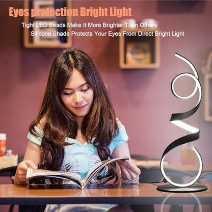20W 3 Colors Remote Control Dimmable LED Art Table Lamp 21.4 Inch with Touch Switch for Living Room,Bedroom (Black) - color: Black