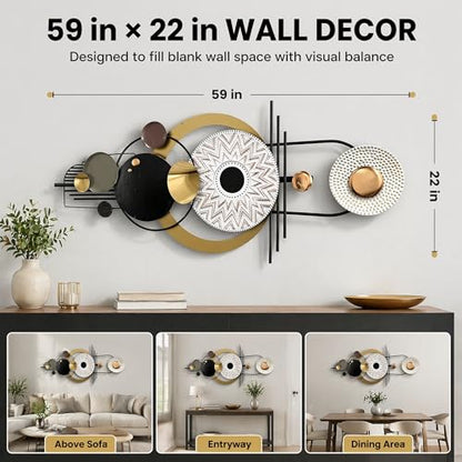 JFUJFU Large Modern 3D Wall Art Metal Sculpture for Home & Office - color: Black & White