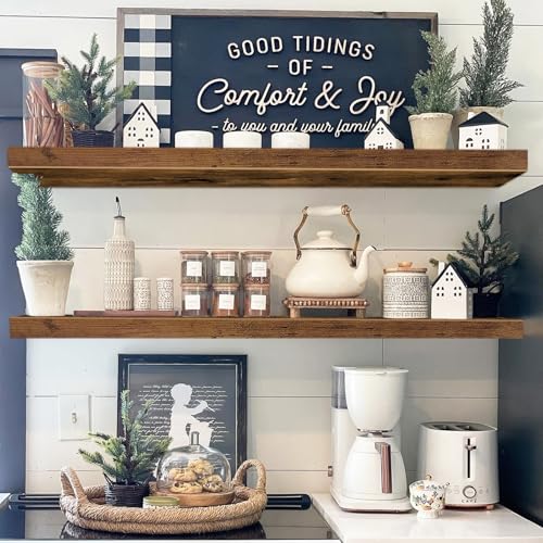 QEEIG Long Floating Shelves for Wall (Brown, Set of 2, 39.4") - color: A. Brown, size: 39.4"