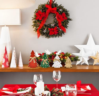 4 Christmas Trees Wooden Table Decorations Centerpiece Block Holiday Tree