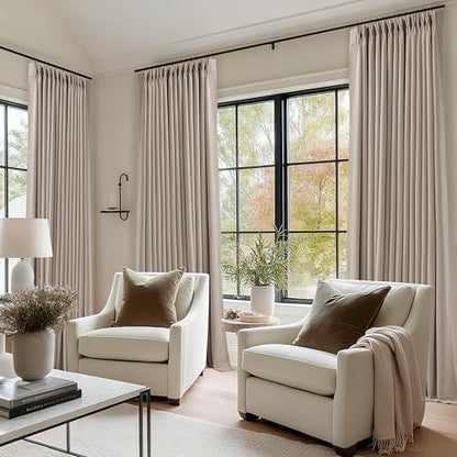 Pinch Pleated Blackout 105 Inch Bedroom Linen Curtains Burlywood Birch - color: Burlywood Birch, size: 40"W x 105"L (Pack of 2)