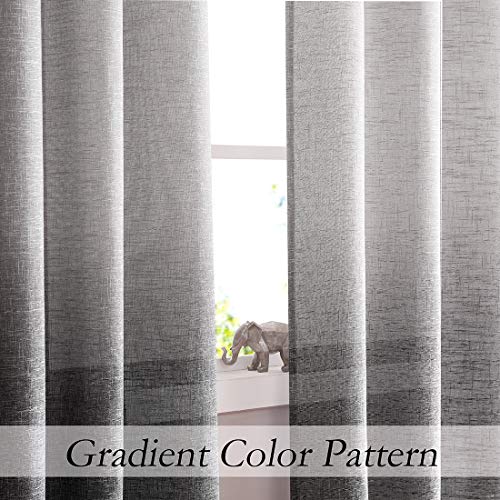 Central Park Ombre Semi Sheer Curtain, Cream White to Grey, 50" Wx108 Lx2 - color: Grey, size: 50"W x 108"L (Pack of 2)