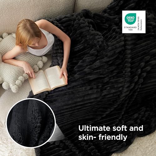 Bedsure Soft King Size Blankets for Bed Black 108"x90" - color: Black, size: King