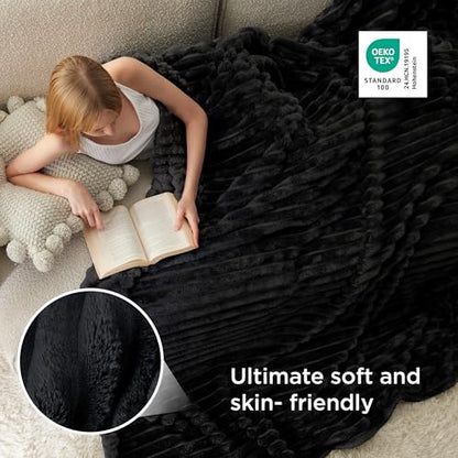 Bedsure Soft King Size Blankets for Bed Black 108"x90" - color: Black, size: King