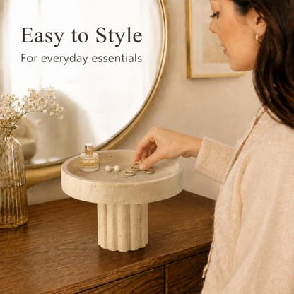 YMXYJM,Travertine Decorative Tray,Marble Tray with Legs,Beige - color: Beige Travertine