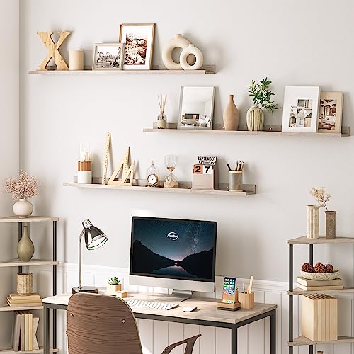 HOOBRO Floating Shelves, Wall Shelf Set of 3, 47.2 Inches Hanging Shelf - color: Greige, size: 47.2 Inches
