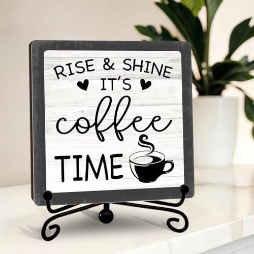 Funny Coffee Bar Decor, 5"x5" Coffee Bar Sign - color: Cool Washed White