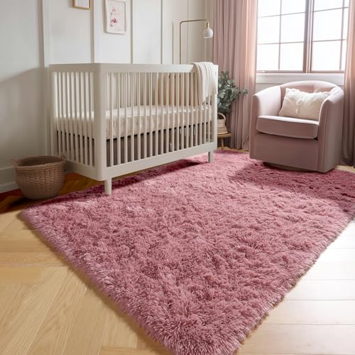 Blush Area Rugs for Bedroom Living Room, Fluffy 4x6 Girls Kids Bedside Rug - color: Blush, size: 4' x 6' (Rectangular)
