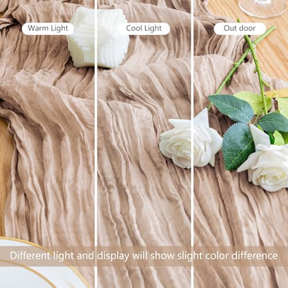 Cheesecloth Table Runner 10FT Nude Pink Boho Gauze Sheer Table Runners - color: Nude Pink, size: 1 Pack