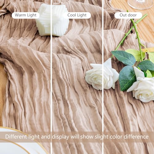 Cheesecloth Table Runner 10FT Nude Pink Boho Gauze Sheer Table Runners - color: Nude Pink, size: 1 Pack