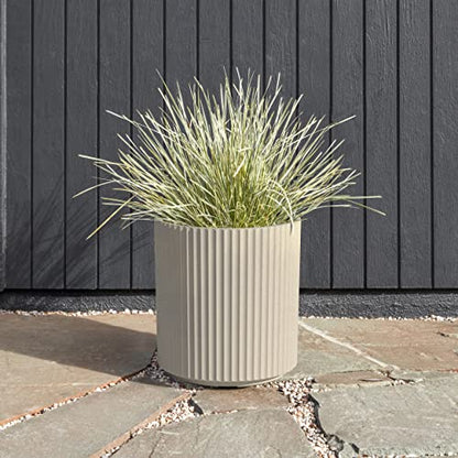 Veradek Demi Series Planter - Large Round Outdoor Planter - color: Sand, size: 16 inch - 2 Pack