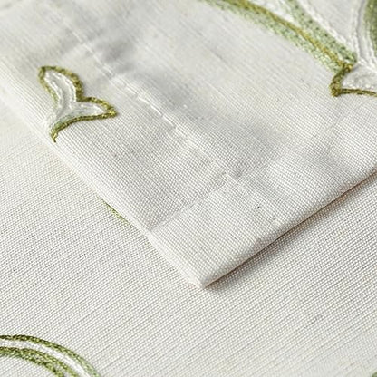 VOGOL Green Leaf Embroidered Linen Textured Valance, 42 x 18, 1 Panel - color: Green, size: 42"W x 18"L (Pack of 1)