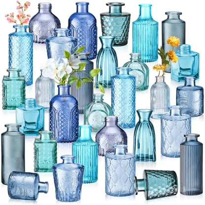 Yaomiao 30 Pcs Glass Bud Vases Centerpieces, Blue Series - color: Blue Series