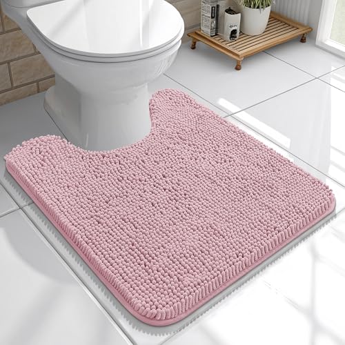 OLANLY Toilet Rugs U-Shaped 20x20, Soft Absorbent Chenille Contour Rugs - color: Dusty Rose, size: 20" X 20" Contour Rug