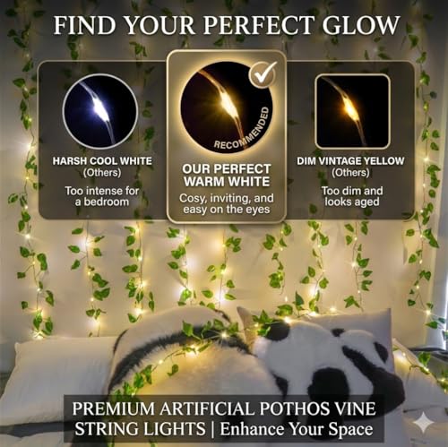 suddus 33FT 100LED Pothos Vine Fairy Lights Battery Operated Copper Wire - color: Pothos, size: 100 LED-Battery