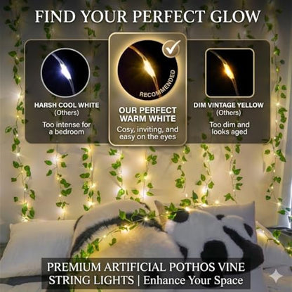 suddus 33FT 100LED Pothos Vine Fairy Lights Battery Operated Copper Wire - color: Pothos, size: 100 LED-Battery