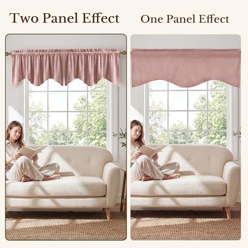 StangH Dusty Rose Valance for Windows 52x18 Inch, 1 Panel - color: Dusty Rose, size: 52"W x 18"L (Pack of 1)