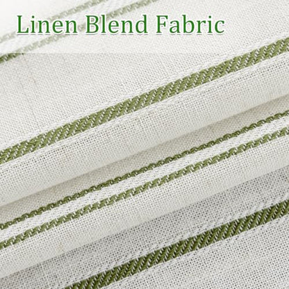 MYSKY HOME Linen Curtains for Bedroom Green Striped 84 Inches Long 2 Pieces - color: Green, size: 50"W x 84"L (Pack of 2)