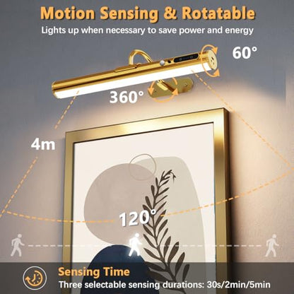 Motion Sensor Battery Operated Picture Light,Wireless Picture Light - color: Motion Sensor Brass