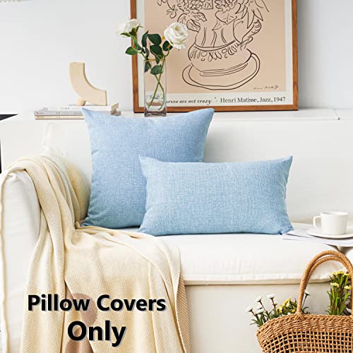 Home Brilliant 2 Pack Burlap Decorative Throw Pillow Covers 16x16 Farmhouse Pillow Covers for Bed, 16 x 16 inches, Light Blue - color: Light Blue, size: 16" x 16" (Pack of 2)