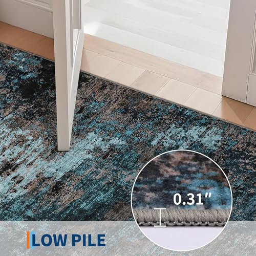 GarveeHome Abstract Area Rugs 5x7 Ultra-Soft Modern Indoor Blue Green - color: Mountain/Lake, size: 5' x 7' (Rectangular)