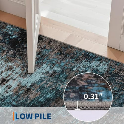 GarveeHome Abstract Living Room Large Rug 8x10 Machine Washable Blue Green - color: Mountain/Lake, size: 8' x 10' (Rectangular)