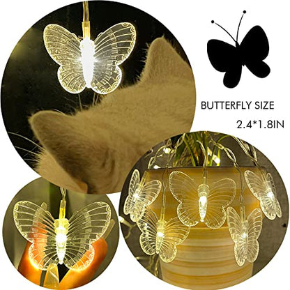 Butterfly Curtain Fairy Lights USB Plug in,8 Modes 120 LED 21FT Firefly Twinkle Timer String Lights with Remote, Waterproof for Bedroom Patio Christmas Wedding Party (Warm White) - color: Warm White