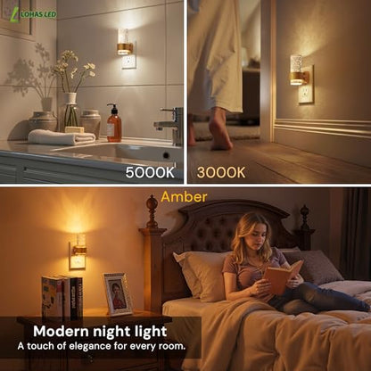 L LOHAS LED Night Lights Plug into Wall, 4 Pack Mini Dimmable Night Light - color: Gold Ring-3CCT-Mini, size: 4 Pack