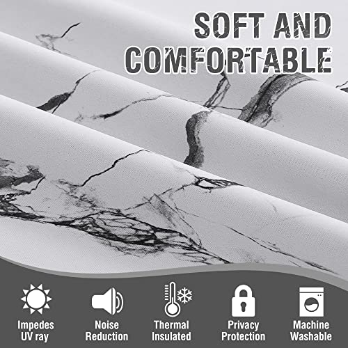 H.VERSAILTEX 100% Blackout Curtains 84 inch Length 2 Panels Set Marble Designs Printed Drapes Thermal Curtains for Bedroom with Black Liner Sound Proof Curtains, Grey - color: Marble- Grey, size: 52"W x 84"L (Pack of 2)